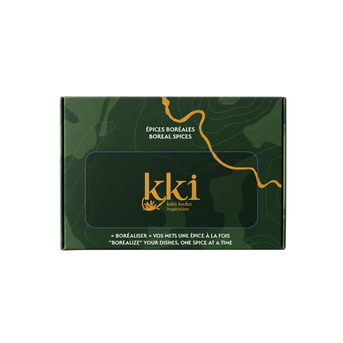 Coffret découverte 6 aromates boréaux Kabir Kouba Inspiration — poivre de sapin, poivre des dunes, sumac, fleur de sel fumée, myrique baumier, pousses de sapin