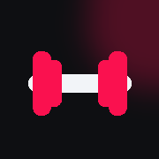 Icône KKI SPORT — haltère rouge sur fond noir
