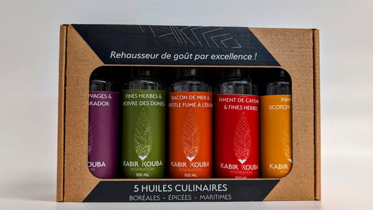 Huiles infusées coffret découverte 5 X 100 ml - 2x Boréal - 1x Maritime - 2x Épicé